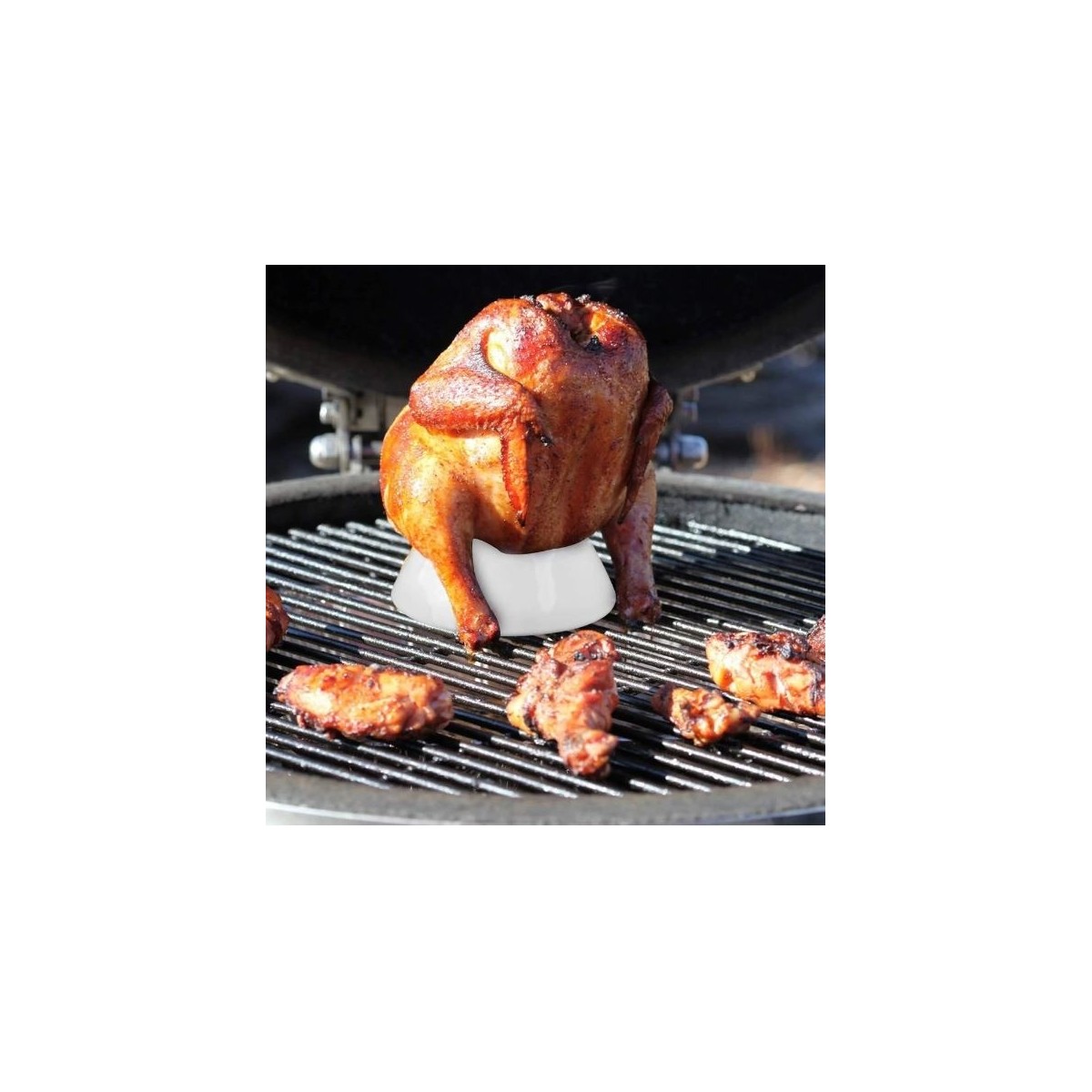 Stojan keramický sedátko na grilovanie morky