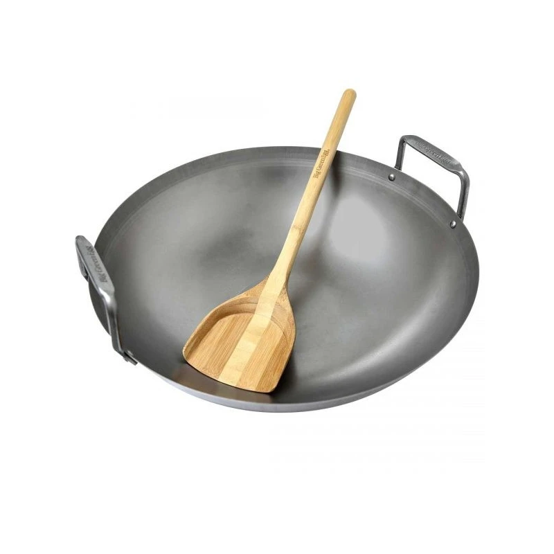 Wok panvica z uhlíkovej ocele s bambusovou varechou pre L, XL, 2XL