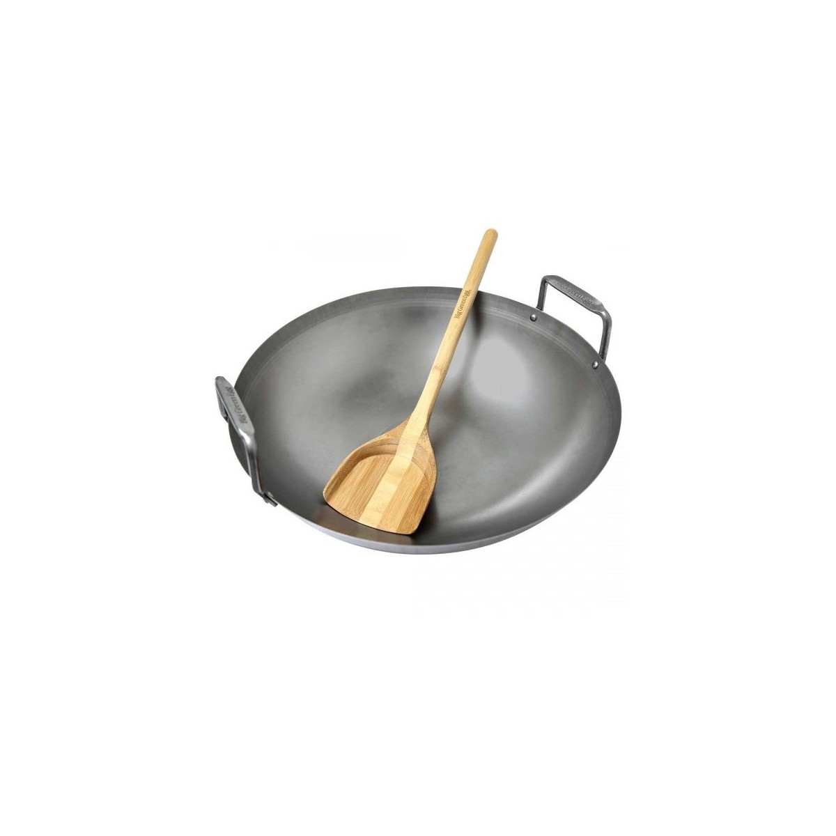 Wok panvica z uhlíkovej ocele s bambusovou varechou pre L, XL, 2XL