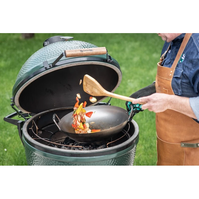 Wok panvica z uhlíkovej ocele s bambusovou varechou pre L, XL, 2XL