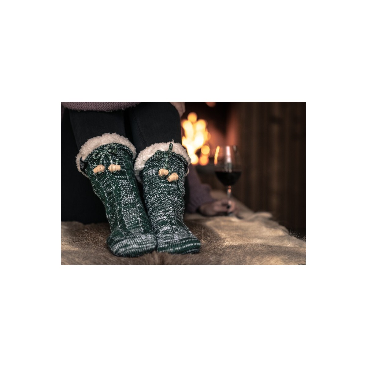 Ponožky domáce teplé s kožušinkou